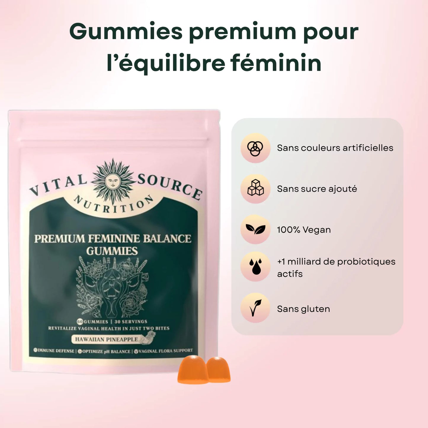 Gummies 100% naturelles pour l'équilibre féminin et la ménopause